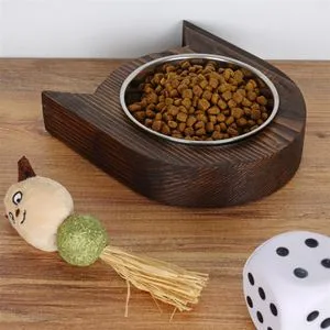 Pet011 Walnut Pet Food Bowl