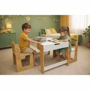Phoenix 2 Ch beli prirodni dečiji sto set