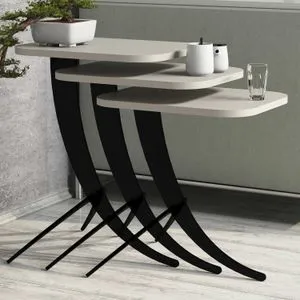 Pion - Cream Cream Nesting Table (3 Pieces)