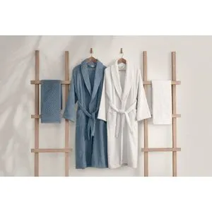 Plavi i beli porodični set kupaćih ogrtača (4 dela)