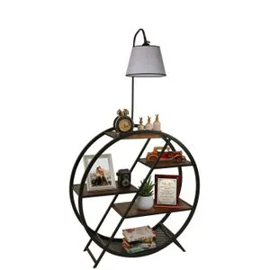 Plüton Ceviz Lambader Pramit Açık Hasır Gri Abajurlu Light Grey Floor Lamp