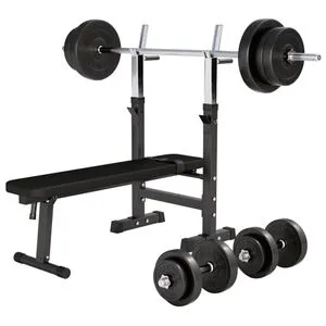 Podesiva benč klupa sa stalkom i setom tegova (70 kg)