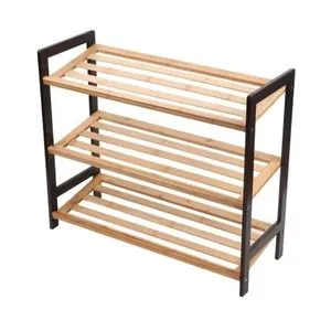 Polica za obucu 3 nivoa bamboo crna