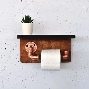 Polica za zid Cop056 od orahovog drveta i rose gold