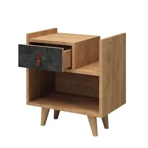 Polla OakDark Grey Nightstand - FABRIČKA GREŠKA