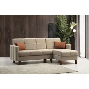 Polya - Beige Beige Corner Sofa-Bed
