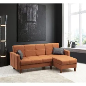 Polya - Tile Red Tile Red Corner Sofa-Bed