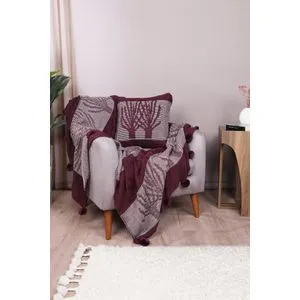 Ponpon Tree - Claret Red Claret Red Single Tricot Blanket Set