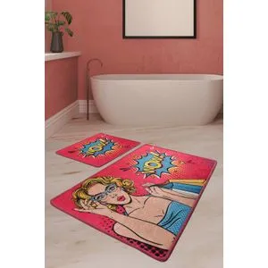 Pop Art Multicolor Bathmat Set (2 Pieces)