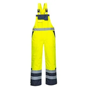 Portwest Hi-Vis Contrast Winter S489 postavljene pantalone na tregere, žuta, EN ISO 20471 klasa 2, vel. L