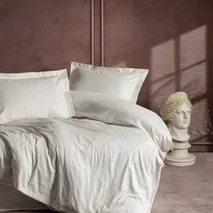 Posteljina CB elegant stripe saten - Ekru