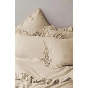 Posteljina ISSIMO POPLINE double - Natural Fine - FRILL PEACH