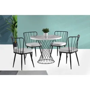 Pota - 1482 Trpezarijski Sto u Beloj, Sivoj i Crnoj Boji