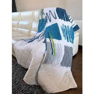 Prekrivač 190x190cm mikrofiber Blue/white