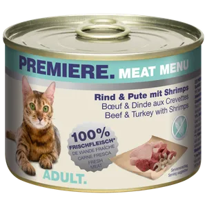 Premiere Cat Meat Menu adult Govedina,Ćuretina,Škampi 200g konzerva