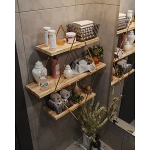 Prizma Raf, Büyük Boy Salon Tipi Gold
Brown Wall Shelf