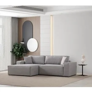 Pırlo Corner Left - Light Grey Light Grey Corner Sofa-Bed