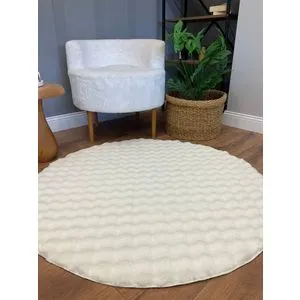 Puffy Bubble Yuvarlak - Cream Cream Carpet (200 x 200)