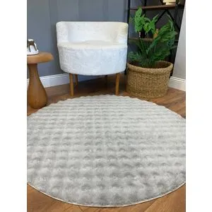 Puffy Bubble Yuvarlak - Grey Grey Carpet (200 x 200)