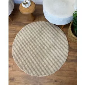 Puffy Bubble Yuvarlak Tepih - Bež (200 x 200 cm)