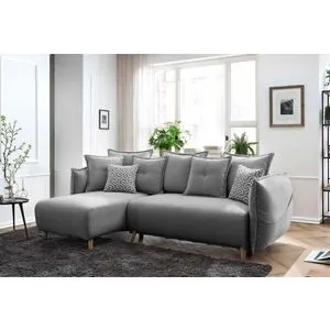 Puffy - Sivi Ugaoni Sofa na Razvlačenje