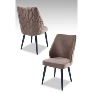 Pufi - Cappuccino, Crni Set Stolica (4 Komada)