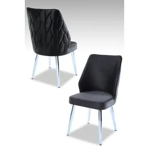 Pufi - Crni, Hrom Crni Set Stolica (2 Komada)