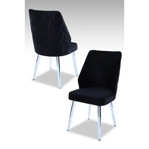 Pufi - Crni, Hrom Crni Set Stolica (4 Komada)