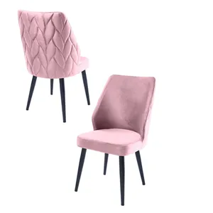 Pufi - Pink, Black PinkBlack Chair Set (2 Pieces)