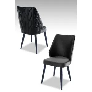 Pufi - Set Crnih Stolica (4 Komada) u Antracit Boji