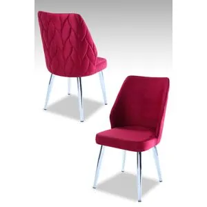 Pufi - Set stolica Claret Red sa hromiranim nogama (4 komada)