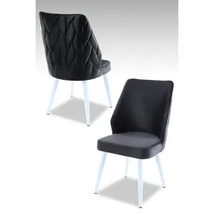 Pufi - Set stolica u antracit i beloj boji (2 komada)