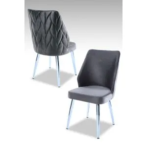 Pufi - Sivi, Chrome Sivi Set Stolica (2 Komada)