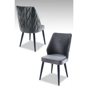 Pufi - Sivi, Crni Set Stolica (4 Komada)