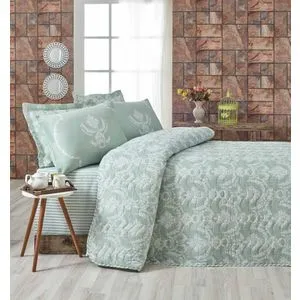 Pure - Water Green Sea Green
White King Quilted Bedspread Set (FR)