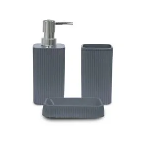 PZR-043 Grey Bathroom Set (3 Pieces)