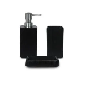 PZR-044 Black Bathroom Set (3 Pieces)