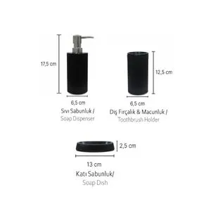 PZR-046 Black Bathroom Set (3 Pieces)