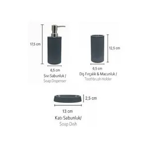 PZR-047 Grey Bathroom Set (3 Pieces)