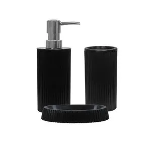 PZR-066 Black Bathroom Set (3 Pieces)