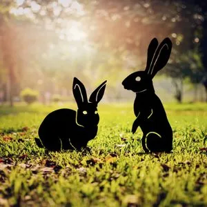 RaAbbits 01 Black Decorative Garden Object Set (2 Pieces)