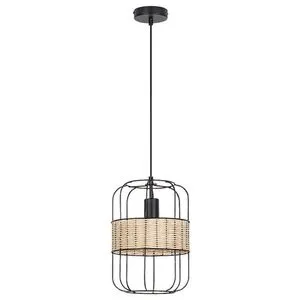 Rabalux Indiana, metal Visilica lampa, E27 1x MAX40W, mat crna