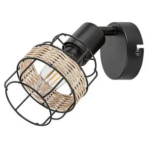 Rabalux Indiana, metal zidna lampa, sa natural waven decor E14