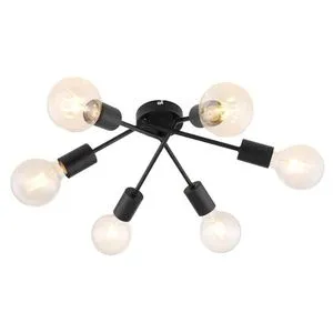 Rabalux Lamar, metal plafonjera , E27 6xMAX 40W, mat crna