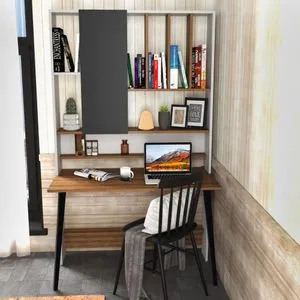 Radni sto od belog i orahovog drveta