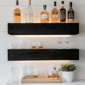Raf278 Black Decorative Wooden Wall Shelf