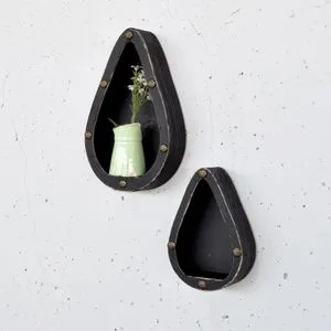 Raf291 Black Decorative Wooden Wall Shelf