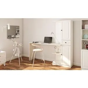 Rb-021 Matte White Study Desk & Bookshelf