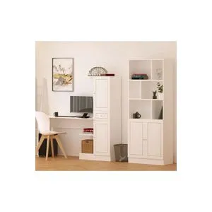Rb1000401558 Matte White Study Desk & Bookshelf