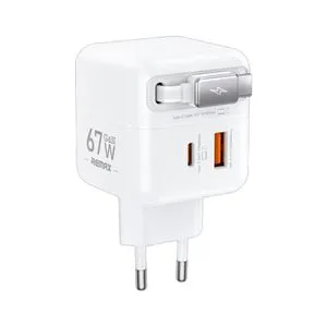 Remax strujni fast teleskopski punjač Dolly GAN 1xUSB 3.0+1xTIP C 67W, beli